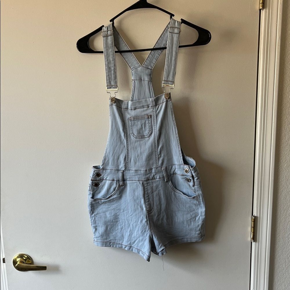 Denim Blue Light Wash Overalls shorts